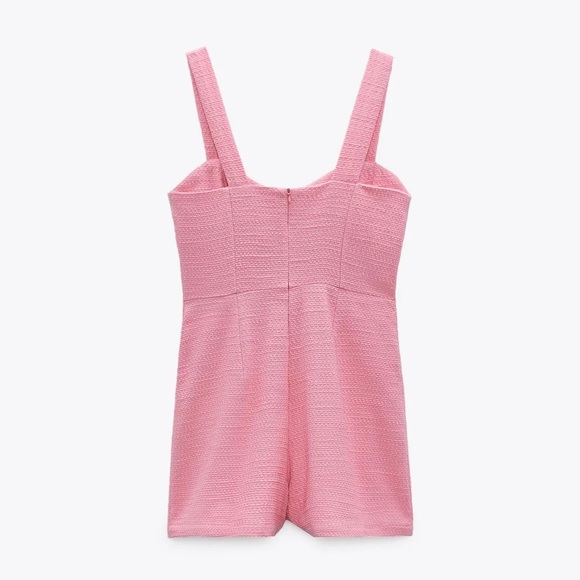 NWOT Zara Short Textured Weave Jumpsuit - Picture 2 of 4